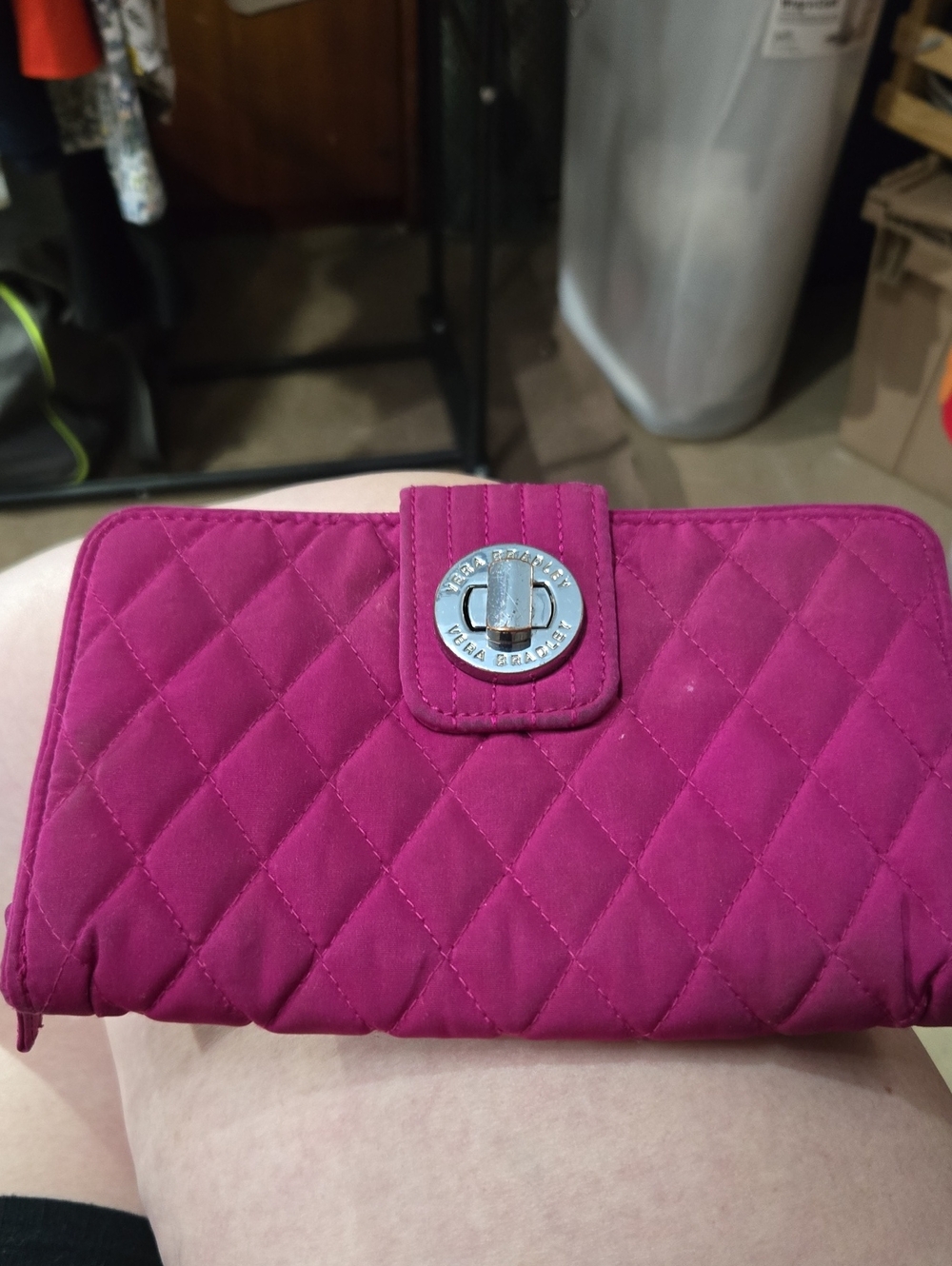Vera Bradley Quilted Hot Pink Turn-Lock Wallet